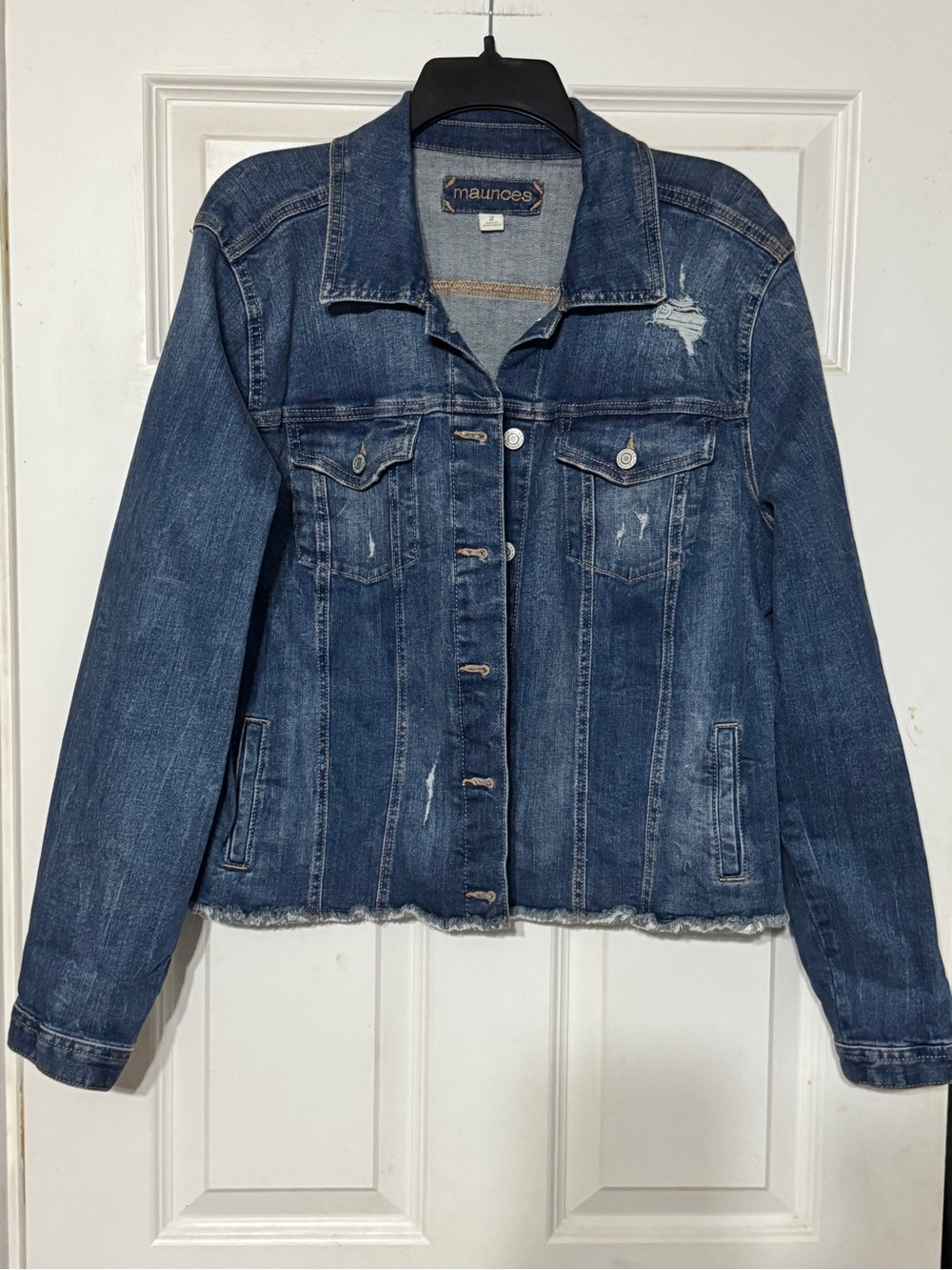 Maurices Plus Size 2 Distressed Denim Jacket